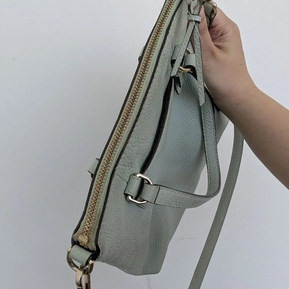 Kate Spade Jackson Street Hayley 100% Leather Sage Green Tote Crossbody Bag